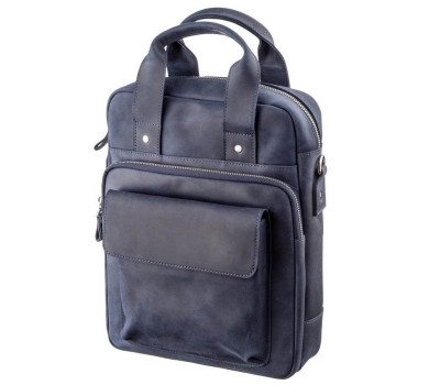 Стильна сумка під А4 вертикального формату в матовою шкірі 11170 SHVIGEL, Синя