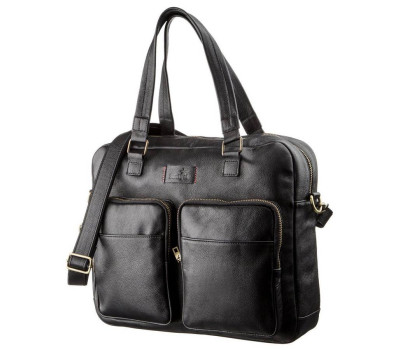 Чоловіча шкіряна ділова сумка-портфель для ноутбука SHVIGEL 19108 Чорна