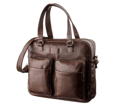 Чоловіча шкіряна сумка для ноутбука SHVIGEL 19109 Коричнева
