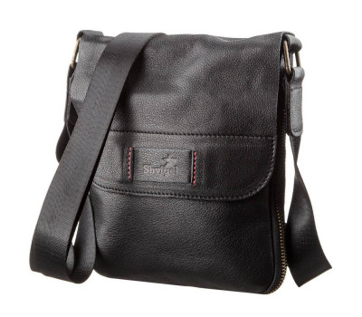Чоловіча шкіряна сумка месенджер SHVIGEL 19113 Чорна