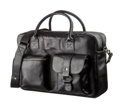 Чоловічий шкіряний великий портфель для ноутбука SHVIGEL 19118 Чорний