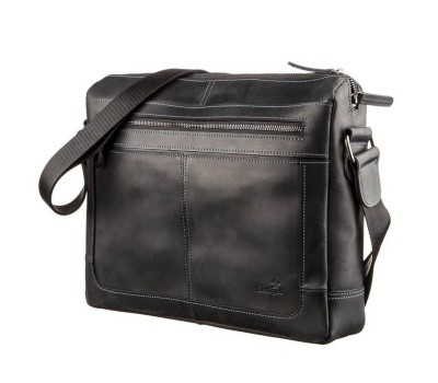 Ділова чоловіча шкіряна сумка на плече SHVIGEL 11246 Чорна