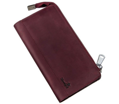Клатч унісекс шкіряний вінтаж SHVIGEL 16187 Бордовий