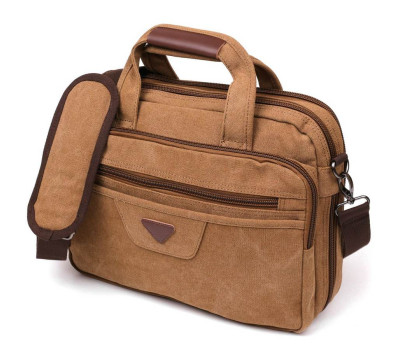 Сумка текстильна для ноутбука на два відділення Vintage 20178 Коричнева
