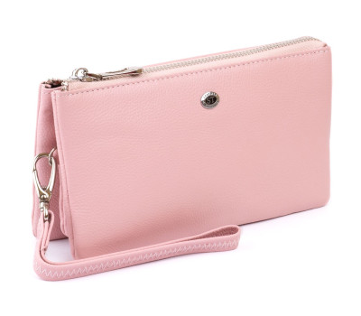 Місткий клатч на два відділення жіночий ST Leather 19250 Рожевий