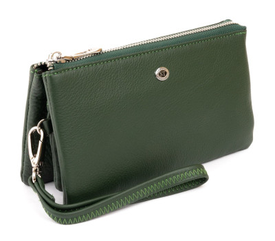 Місткий клатч з двох частин жіночий ST Leather 19253 Зелений
