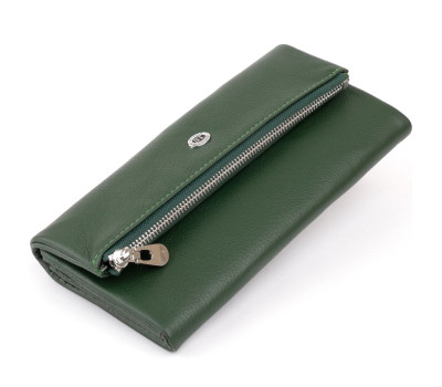 Клатч конверт з кишенею для мобільного шкіряний жіночий ST Leather 19270 Зелений