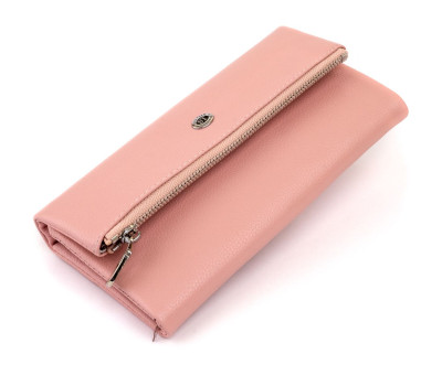 Клатч конверт з кишенею для мобільного шкіряний жіночий ST Leather 19271 Рожевий
