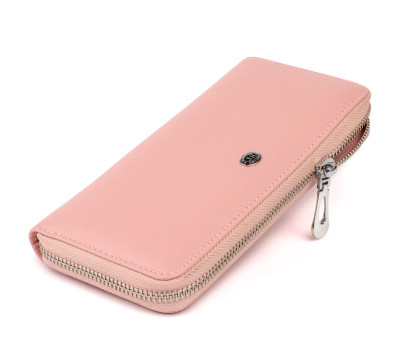 Клатч шкіряний жіночий на блискавці ST Leather 19283 Рожевий