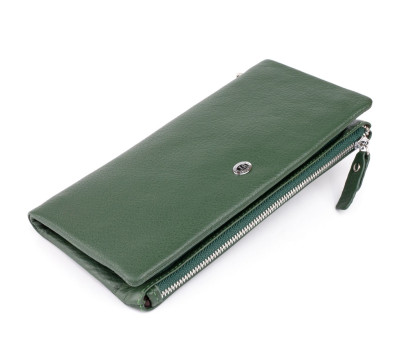 Гаманець-клатч зі шкіри з кишенею для мобільного ST Leather 19308 Зелений