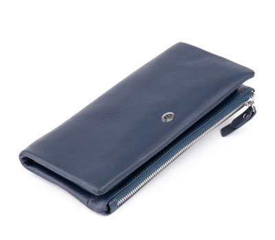 Гаманець-клатч зі шкіри з кишенею для мобільного ST Leather 19309 Темно-синій