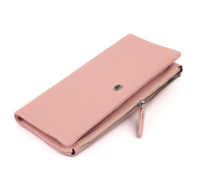 Гаманець-клатч зі шкіри з кишенею для мобільного ST Leather 19313 Рожевий