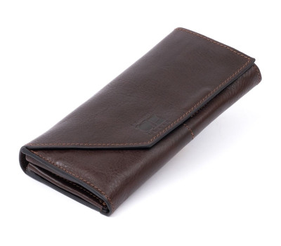 Горизонтальный клатч глянцевый на магните GRANDE PELLE 11317 Шоколадный