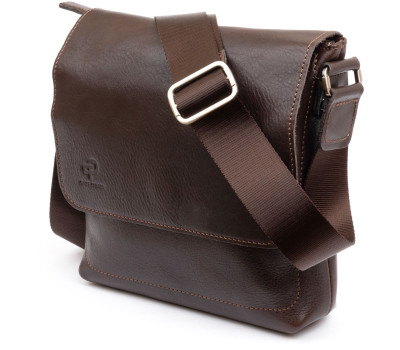 Сумка месенджер в гладкій шкірі GRANDE PELLE 11334 Шоколадна