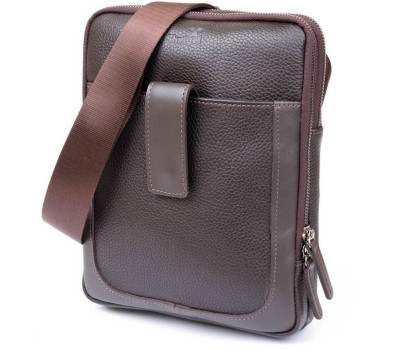 Сумка чоловіча планшет на два відділення шкіряна флотар SHVIGEL 11286 Коричнева