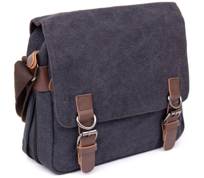 Сумка почтальонка текстильна Vintage 20604 Чорна