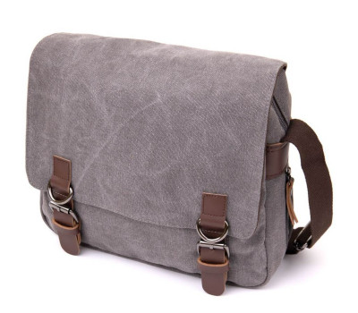 Сумка почтальонка текстильна Vintage 20605 Сіра