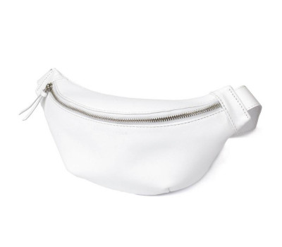 Стильная кожаная сумка на пояс GRANDE PELLE 11356 Белый