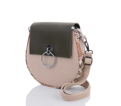 Женская сумка «Челси» бежевая с оливковым WeLassie