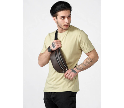 Мужская поясная сумка бананка кожаная Sambag Tirso  BS натуральная коричневая кожа