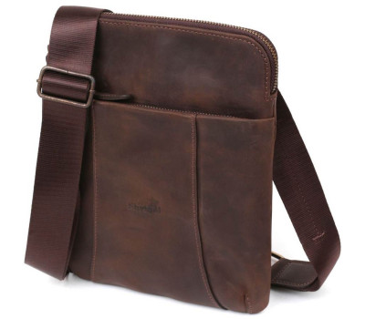 Стильний чоловічий месенджер з вінтажній шкіри Shvigel 11180 Коричневий