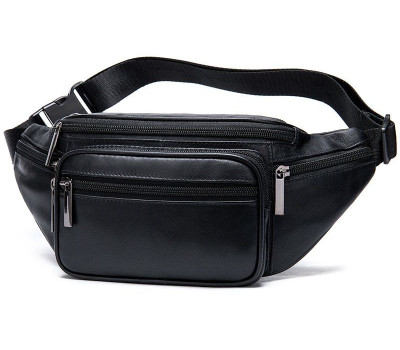 Сумка поясная из овечьей кожи Vintage 20205 Черная