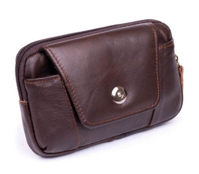 Горизонтальна барсетка на ремінь брюк шкіряна Vintage 20354 Коричнева