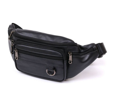 Мужская кожаная сумка на пояс Vintage 20487 Черный