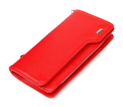 Містке жіноче портмоне клатч з натуральної шкіри CANPELLINI 21535 Червоне