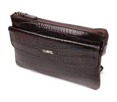 Елегантний клатч для чоловіків із натуральної фактурної шкіри CANPELLINI 21547 Коричневий