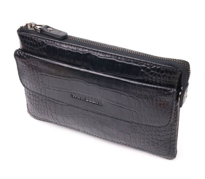 Практичний клатч для чоловіків із натуральної фактурної шкіри CANPELLINI 21549 Чорний