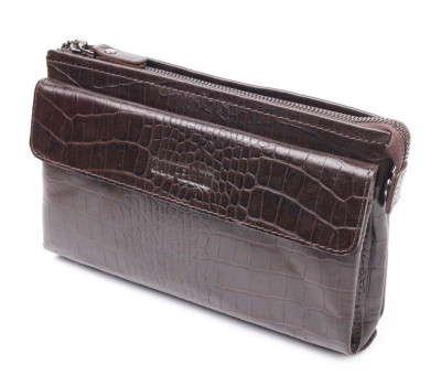 Модний клатч для чоловіків із натуральної фактурної шкіри CANPELLINI 21552 Коричневий