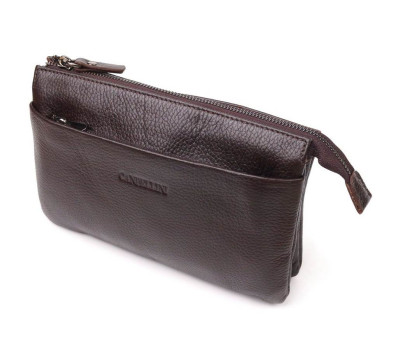 Красивий клатч для чоловіків з натуральної зернистої шкіри CANPELLINI 21553 Коричневий