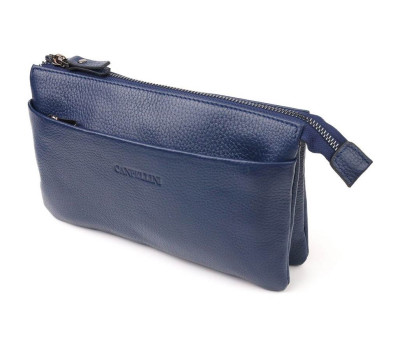 Оригінальний чоловічий клатч із натуральної зернистої шкіри CANPELLINI 21555 Синій