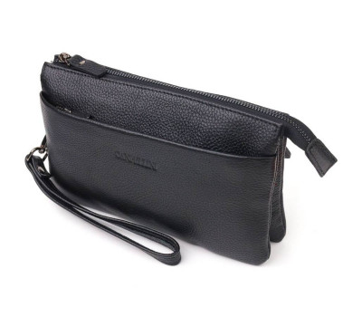 Місткий чоловічий клатч із натуральної зернистої шкіри CANPELLINI 21557 Чорний