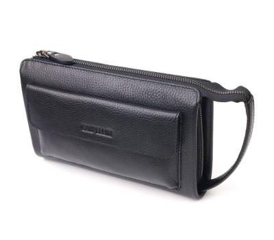 Ідеальний чоловічий клатч із натуральної зернистої шкіри CANPELLINI 21560 Чорний