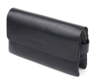 Красивий чоловічий клатч із натуральної комбінованої шкіри CANPELLINI 21564 Чорний