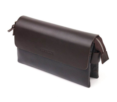 Стильний чоловічий клатч із натуральної комбінованої шкіри CANPELLINI 21566 Коричневий