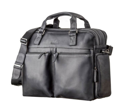 Сумка чоловіча SHVIGEL 11117 шкіряна Чорна