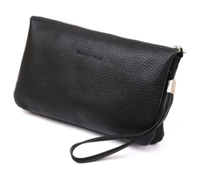 Барсетка чоловіча GRANDE PELLE 11147 шкіряна Чорна флотар