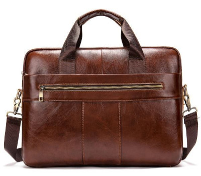 Ділова чоловіча сумка з зернистої шкіри Vintage 14836 Коричнева