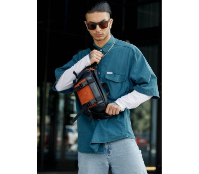 Велика чоловіча поясна сумка бананка Sambag DynamicDart чорна