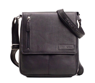 Чоловічий шкіряний чорний месенджер HB3069A HILL BURRY
