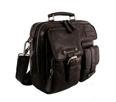 Чоловіча шкіряна сумка з ручкою 870367А Hill Burry чорна