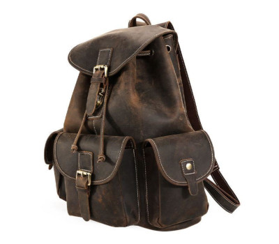 Шкіряний оригінальний рюкзак з трьома кишенями фірми Tiding P3165