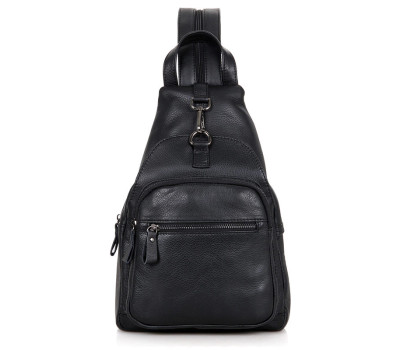 Чорний шкіряний рюкзак John McDee 4005 чорний