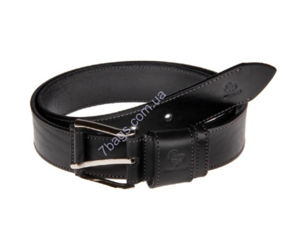 Шкіряний ремінь Calvin GP Grande Pelle чорний прошитий 40 мм Італія унісекс