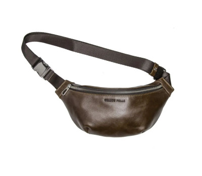 Шкіряна сумка на пояс бананка Grande Pelle 741620 коричнева