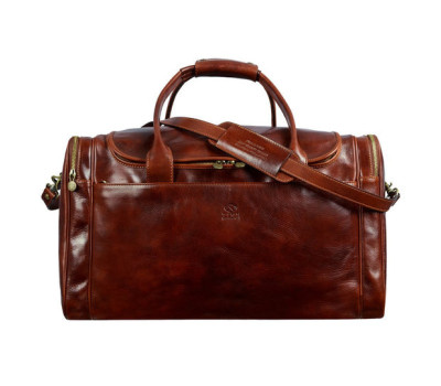 Велика шкіряна італійська дорожня сумка коричнева Time Resistance 5191701