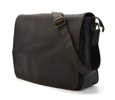 Сумка мужская через плечо из кожи и канвас TARWA RCg-1047-3md